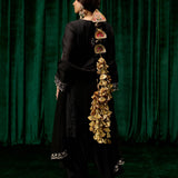 Sawika Black Chanderi Embroidered Suit Set with Dupatta