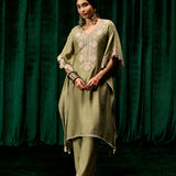 Suhasi Sage Green Embroidered Viscose Linen Co-ord Set