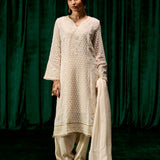 Eshal Ivory Embroidered Straight Suit Set with Dupatta