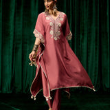 Suhasi Pink Embroidered Viscose Linen Co-ord Set