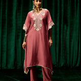 Suhasi Pink Embroidered Viscose Linen Co-ord Set