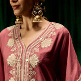 Suhasi Pink Embroidered Viscose Linen Co-ord Set