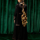 Advika Black Zari Embroidered Velvet A-line Suit set with Dupatta
