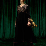 Advika Black Zari Embroidered Velvet A-line Suit set with Dupatta