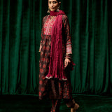 Evara Brown Jaipur Printed Silk Suit Set with Dupatta
