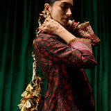 Evara Brown Jaipur Printed Silk Suit Set with Dupatta