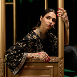 Aziza Black Zari Embroidered Cape-style Top