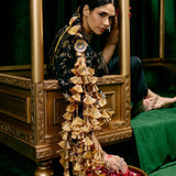 Aziza Black Zari Embroidered Cape-style Top