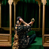 Aziza Black Zari Embroidered Cape-style Top