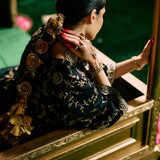 Aziza Black Zari Embroidered Cape-style Top