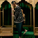 Aziza Black Zari Embroidered Cape-style Top