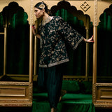 Aziza Black Zari Embroidered Cape-style Top