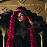 Advika Maroon Zari Embroidered Velvet A-line Suit set with Dupatta