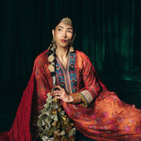 Evara Orange Jaipur Printed SIlk Suit Set with Dupatta