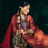 Evara Orange Jaipur Printed SIlk Suit Set with Dupatta