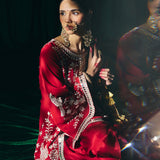 Indira Red Heritage Embroidered Georgette Co-ord Set