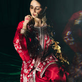 Indira Red Heritage Embroidered Georgette Co-ord Set