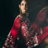 Indira Red Heritage Embroidered Georgette Co-ord Set