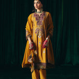 Dua Mustard Zari Embroidered Suit Set with Dupatta