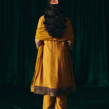 Dua Mustard Zari Embroidered Suit Set with Dupatta