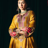 Dua Mustard Zari Embroidered Suit Set with Dupatta
