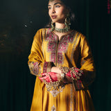 Dua Mustard Zari Embroidered Suit Set with Dupatta