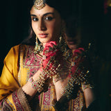 Dua Mustard Zari Embroidered Suit Set with Dupatta