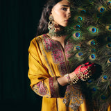 Dua Mustard Zari Embroidered Suit Set with Dupatta