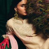 Sawika Cream Chanderi Embroidered Suit Set with Dupatta