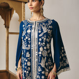 Indira Blue Heritage Embroidered Georgette Co-ord Set