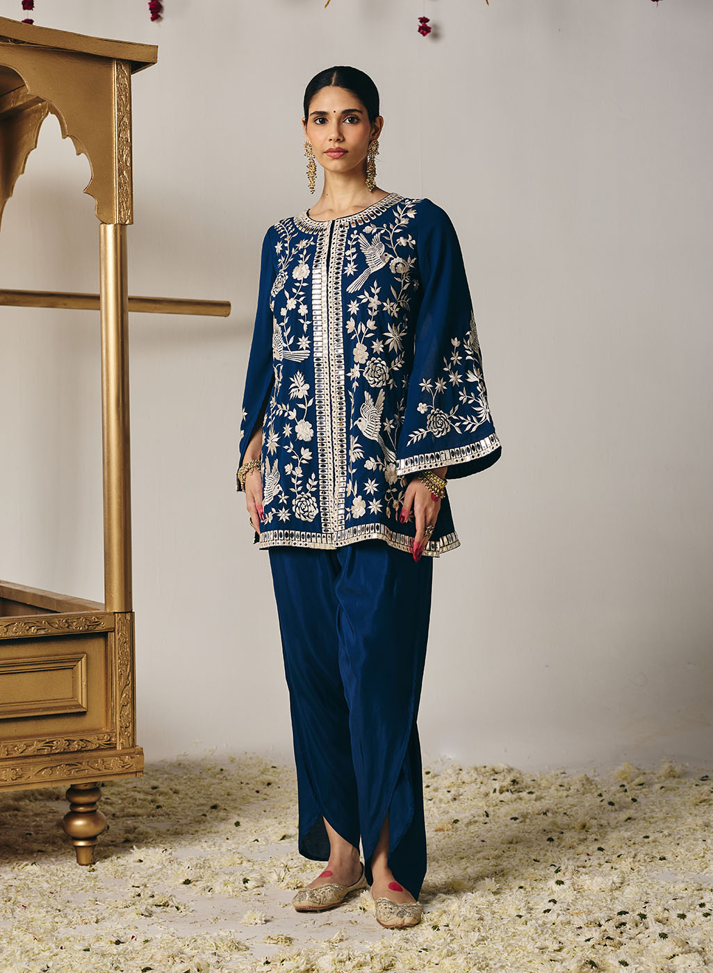 Indira Blue Heritage Embroidered Georgette Co-ord Set