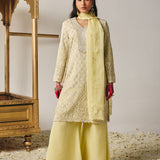 Evania Yellow Georgette Chikankari Suit Set with Dupatta
