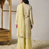 Evania Yellow Georgette Chikankari Suit Set with Dupatta