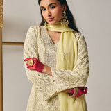 Evania Yellow Georgette Chikankari Suit Set with Dupatta