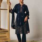 Reya Navy Chanderi Embroidered Suit Set with Dupatta
