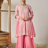 Evania Pink Georgette Chikankari Suit Set with Dupatta
