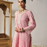 Evania Pink Georgette Chikankari Suit Set with Dupatta