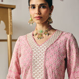 Evania Pink Georgette Chikankari Suit Set with Dupatta