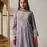 Fayra Lavender Georgette Embroidered Suit Set with Dupatta