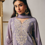Fayra Lavender Georgette Embroidered Suit Set with Dupatta