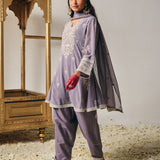 Fayra Lavender Georgette Embroidered Suit Set with Dupatta