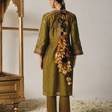 Reya Olive Green Chanderi Embroidered Suit Set with Dupatta