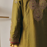 Reya Olive Green Chanderi Embroidered Suit Set with Dupatta