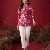 Fuchsia All Over Printed Satin Shirt