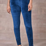 Teal Velvet Jeggings - Lakshita