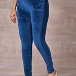 Teal Velvet Jeggings - Lakshita