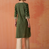 Kyra Mehndi Green Printed Cotton Designer Kurta for Women