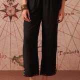 Ruqayya Timeless Black Abstract Multi-colour Embroidered Asymmetric A-line Long Kurta Set