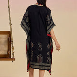 Orna Black Printed Rayon Kaftan for Women
