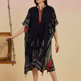 Orna Black Printed Rayon Kaftan for Women